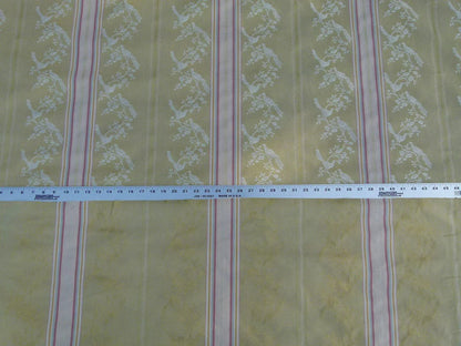 Scalamandre Fine Feathers Champagne Birds and Berry Bush Grey Watkins Woven Classic Chinese Garden Bird Stripe MSRP USD 233/Y Old World Weavers