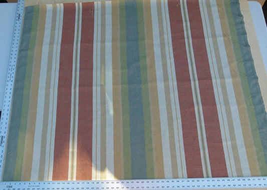 Scalamandre Linda Stripe Custom Multi Color Red Green Pink Gold Silk Twill MSRP USD 172/yard Heavy! Old World Weavers