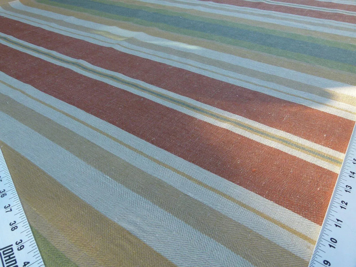 Scalamandre Linda Stripe Custom Multi Color Red Green Pink Gold Silk Twill MSRP USD 172/yard Heavy! Old World Weavers