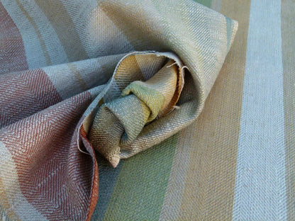 Scalamandre Linda Stripe Custom Multi Color Red Green Pink Gold Silk Twill MSRP USD 172/yard Heavy! Old World Weavers