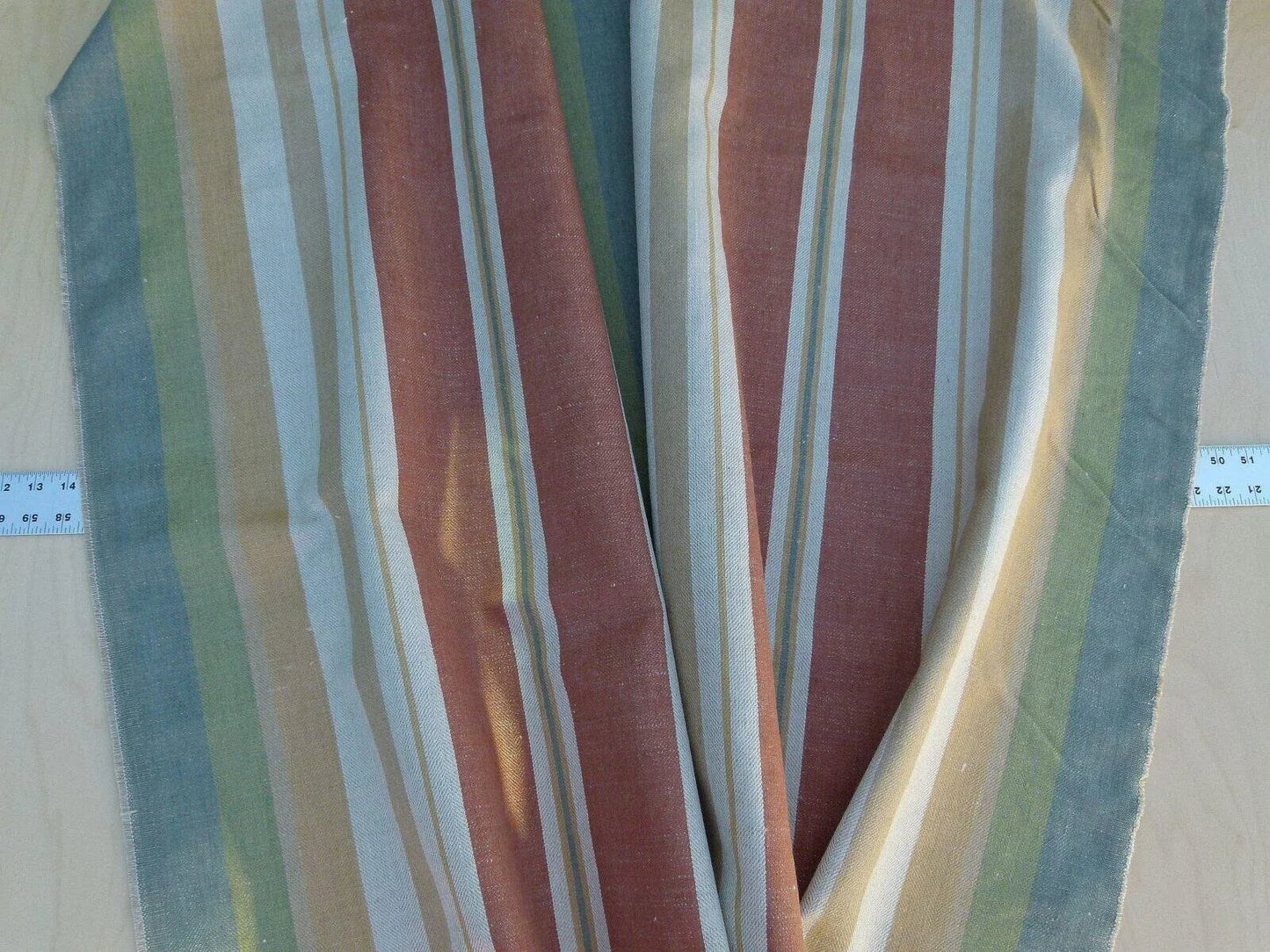 Scalamandre Linda Stripe Custom Multi Color Red Green Pink Gold Silk Twill MSRP USD 172/yard Heavy! Old World Weavers