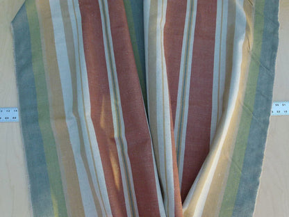 Scalamandre Linda Stripe Custom Multi Color Red Green Pink Gold Silk Twill MSRP USD 172/yard Heavy! Old World Weavers