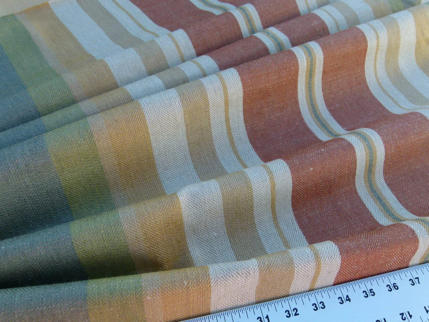 Scalamandre Linda Stripe Custom Multi Color Red Green Pink Gold Silk Twill MSRP USD 172/yard Heavy! Old World Weavers