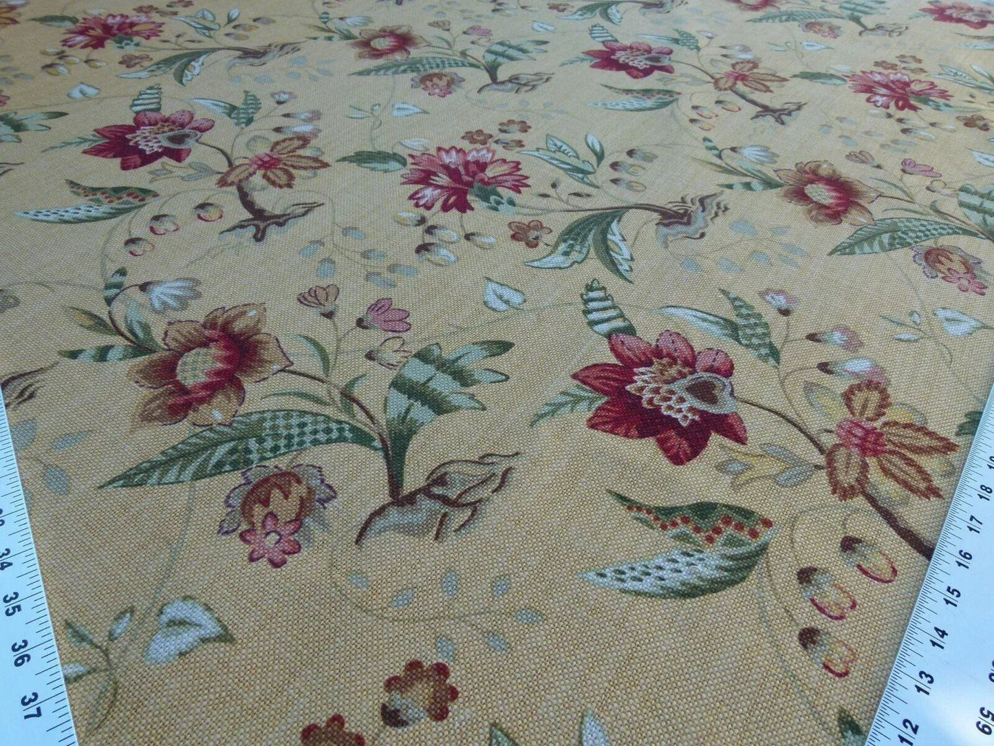By Yard Scalamandre Old World Weavers Kentwell Brick Olive Wheat English Chintz Linen Heavy MSRP USD 324/Y