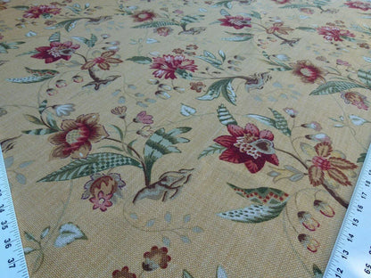By Yard Scalamandre Old World Weavers Kentwell Brick Olive Wheat English Chintz Linen Heavy MSRP USD 324/Y
