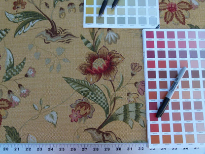 By Yard Scalamandre Old World Weavers Kentwell Brick Olive Wheat English Chintz Linen Heavy MSRP USD 324/Y