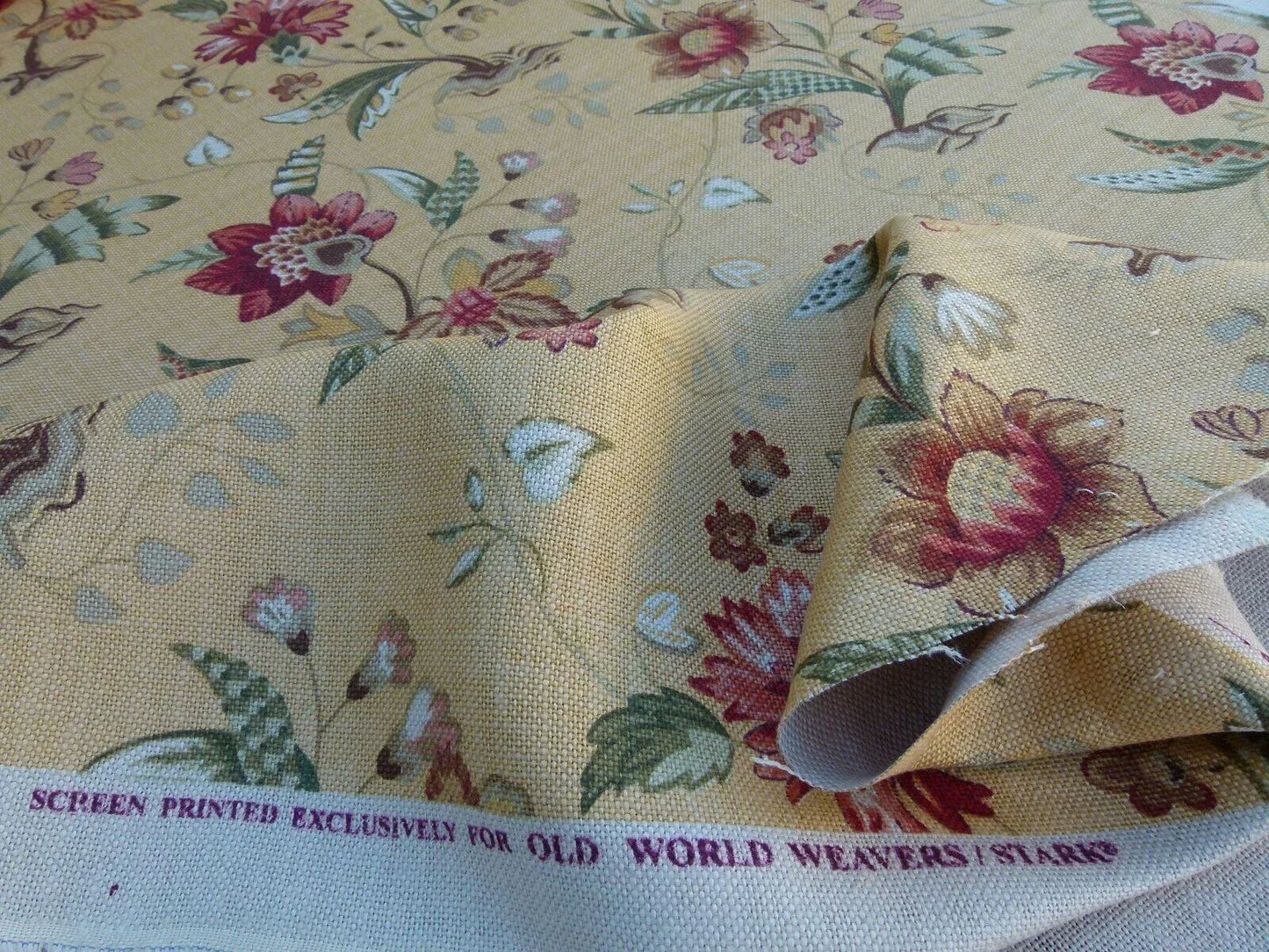 By Yard Scalamandre Old World Weavers Kentwell Brick Olive Wheat English Chintz Linen Heavy MSRP USD 324/Y