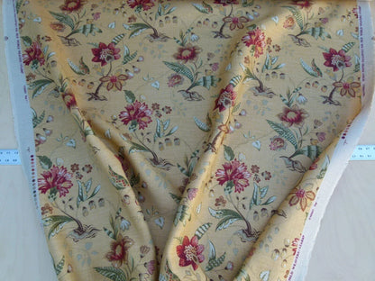 By Yard Scalamandre Old World Weavers Kentwell Brick Olive Wheat English Chintz Linen Heavy MSRP USD 324/Y