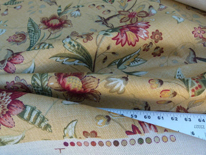 By Yard Scalamandre Old World Weavers Kentwell Brick Olive Wheat English Chintz Linen Heavy MSRP USD 324/Y