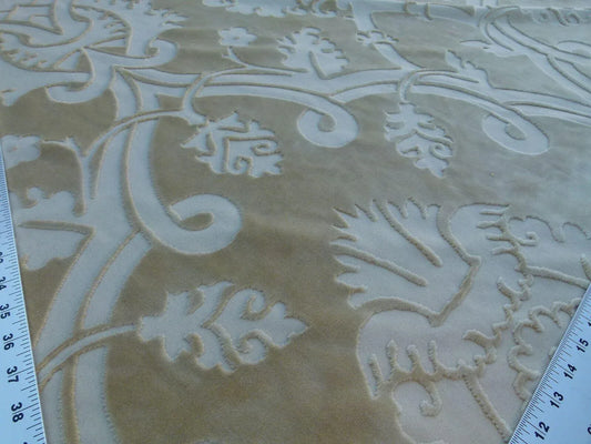 By Yard Scalamandre Fonthill Velours Savoie Beige Cut Velvet 100% Cotton Old World Weavers MSRP USD 304/Y