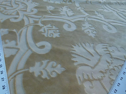 11y Scalamandre Velours Fonthill Savoie Beige Cut Velvet 100% Cotton Old World Weavers MSRP USD 304/Y Defects