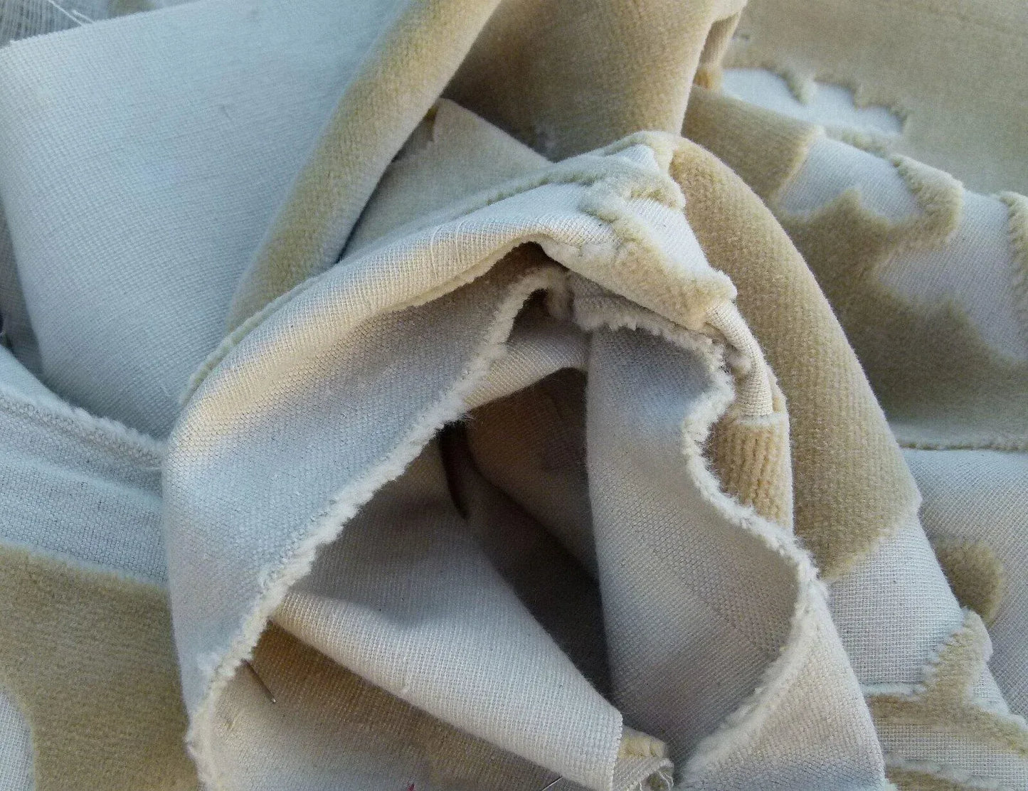 0.8 Yard Scalamandre Fonthill Velours Savoie Beige Cut Velvet 100% Cotton Old World Weavers MSRP USD 304/Y