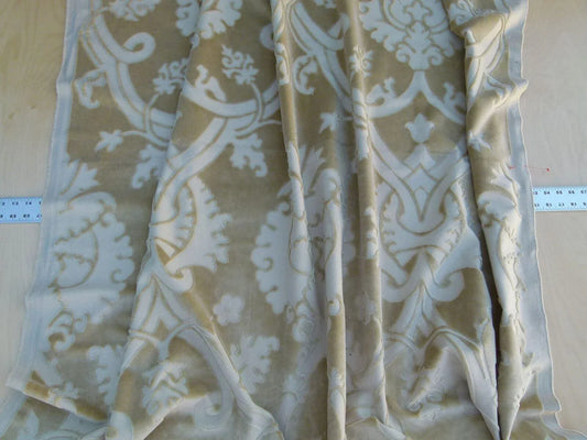 0.8 Yard Scalamandre Fonthill Velours Savoie Beige Cut Velvet 100% Cotton Old World Weavers MSRP USD 304/Y