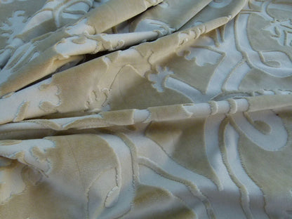 11y Scalamandre Velours Fonthill Savoie Beige Cut Velvet 100% Cotton Old World Weavers MSRP USD 304/Y Defects
