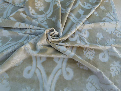 11y Scalamandre Velours Fonthill Savoie Beige Cut Velvet 100% Cotton Old World Weavers MSRP USD 304/Y Defects