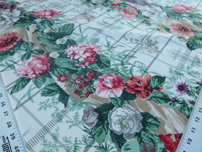 By Yard Scalamandre Eugenie Multi/taupe Chintz Tromp D’oeil Satin Sache Rose Garland MSRP USD 288/Yd