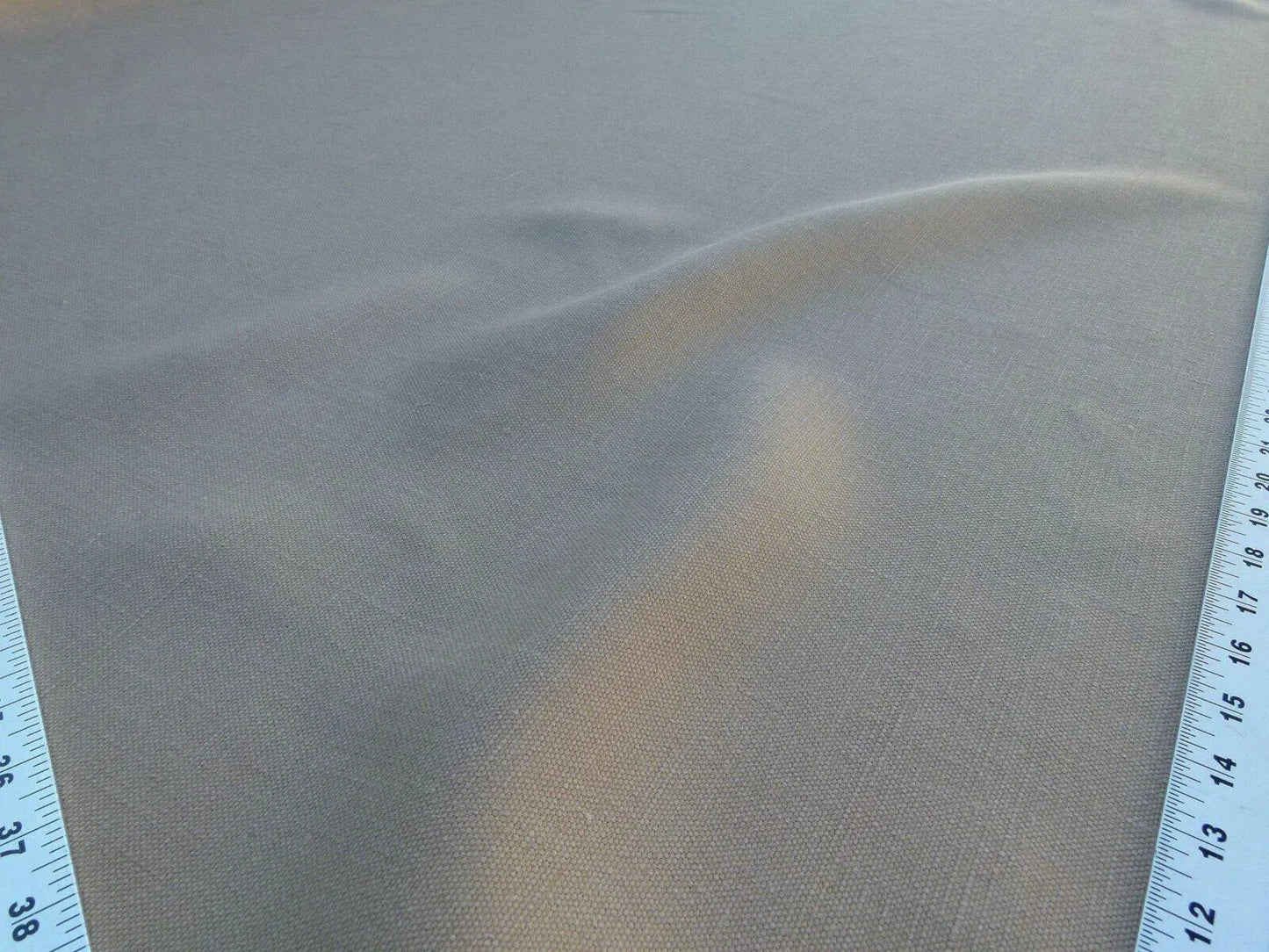 By Yard Scalamandre Linen With An Attitude Good Clean Fawn Brown Solid Grey Watkins MSRP USD 216/Y