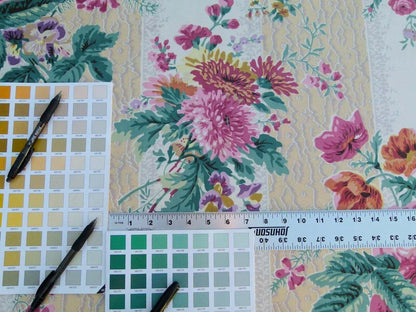 By Yard Scalamandre Amberley Fonthill Multi/beige English garden RoseFloral Chintz Old World Weavers MSRP USD 170/Y