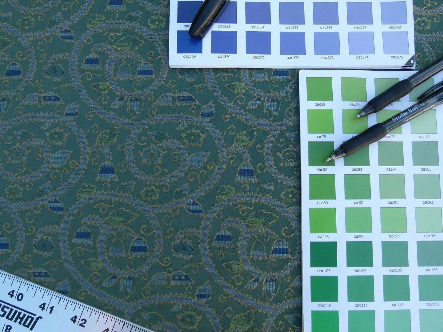 By Yard Scalamandre Portobello Fonthill Multi Green Old World Weavers Crewel Fern Woven Cotton MSRP USD 192/Y