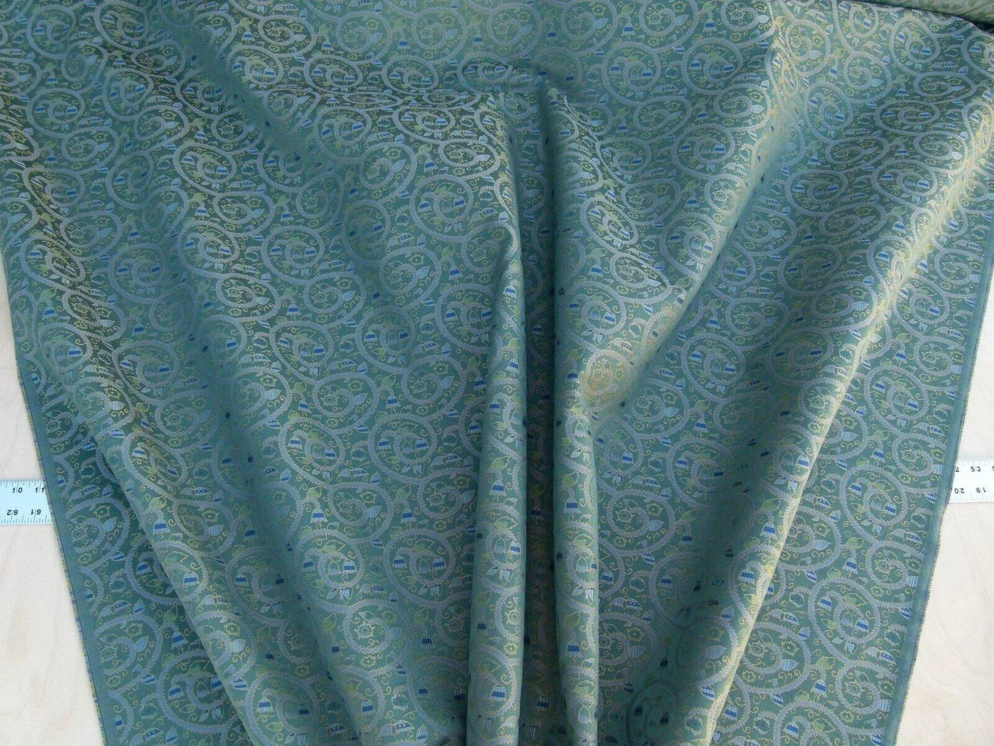 By Yard Scalamandre Portobello Fonthill Multi Green Old World Weavers Crewel Fern Woven Cotton MSRP USD 192/Y