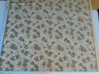 By Yard Scalamandre Lucinda Biscuit Floral Vine Foliage Red Green Old World Weavers MSRP USD 176/Y
