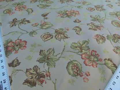By Yard Scalamandre Lucinda Biscuit Floral Vine Foliage Red Green Old World Weavers MSRP USD 176/Y