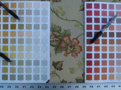 By Yard Scalamandre Lucinda Biscuit Floral Vine Foliage Red Green Old World Weavers MSRP USD 176/Y