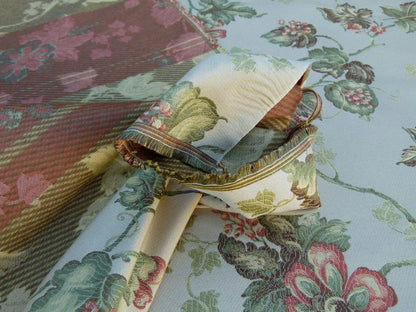 By Yard Scalamandre Lucinda Biscuit Floral Vine Foliage Red Green Old World Weavers MSRP USD 176/Y
