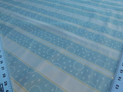 By Yard Scalamandre Reveillon Rigato Celeste Light Blue Silk Jacquard Colony From Italy MSRP USD 405/Y