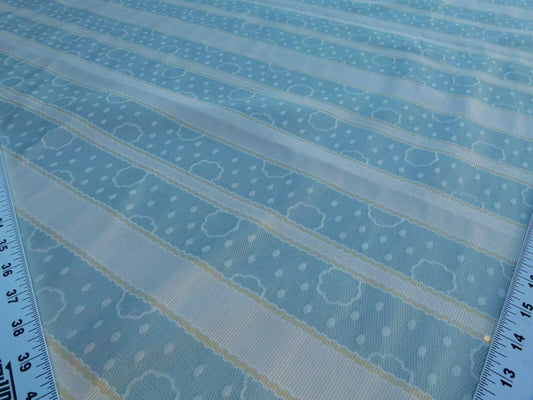 By Yard Scalamandre Reveillon Rigato Celeste Light Blue Silk Jacquard Colony From Italy MSRP USD 405/Y