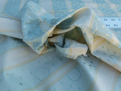 By Yard Scalamandre Reveillon Rigato Celeste Light Blue Silk Jacquard Colony From Italy MSRP USD 405/Y