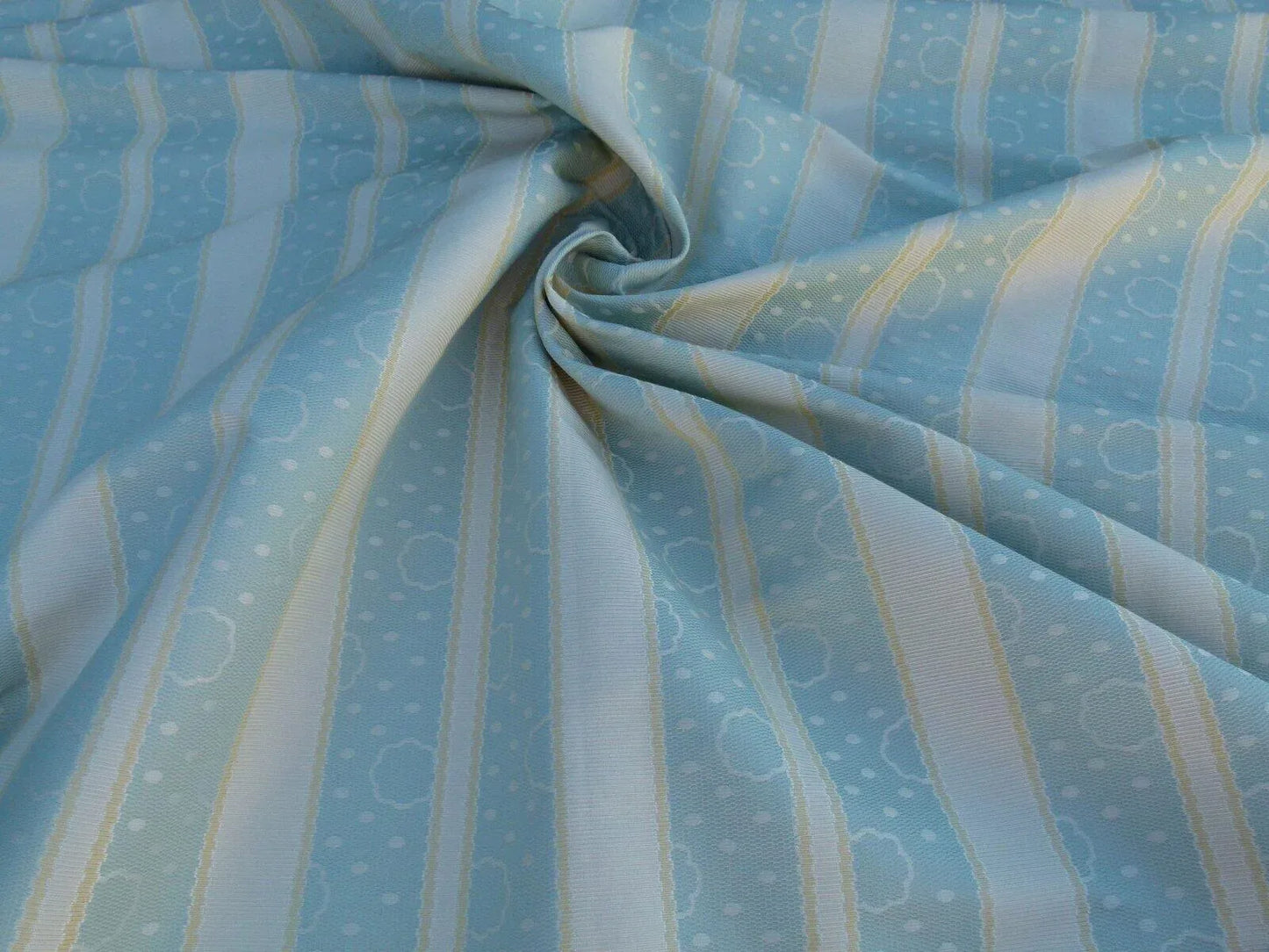 By Yard Scalamandre Reveillon Rigato Celeste Light Blue Silk Jacquard Colony From Italy MSRP USD 405/Y