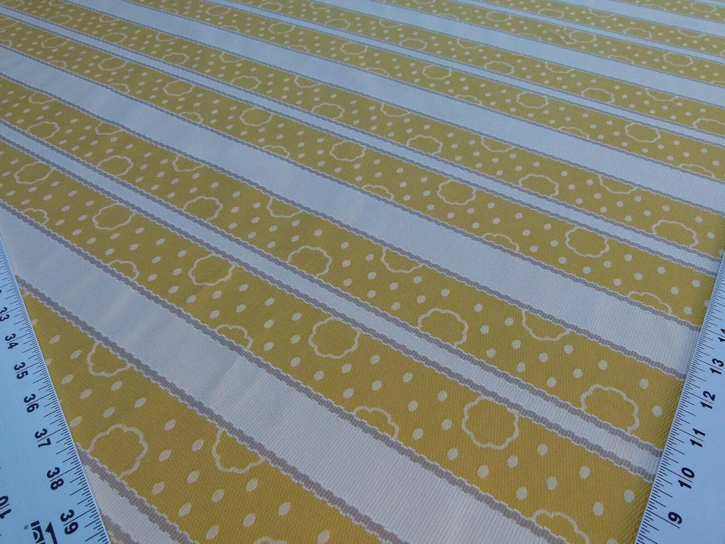 By Yard Scalamandre Reveillon Rigato Giallo Gold Silk Jacquard Colony From Italy MSRP USD 405/Y
