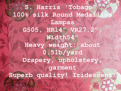 S Harris "tobago" Silk Lampas Deep Red Art Deco MSRP USD 188+/Y