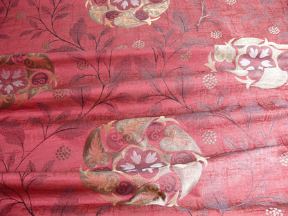 S Harris "tobago" Silk Lampas Deep Red Art Deco MSRP USD 188+/Y