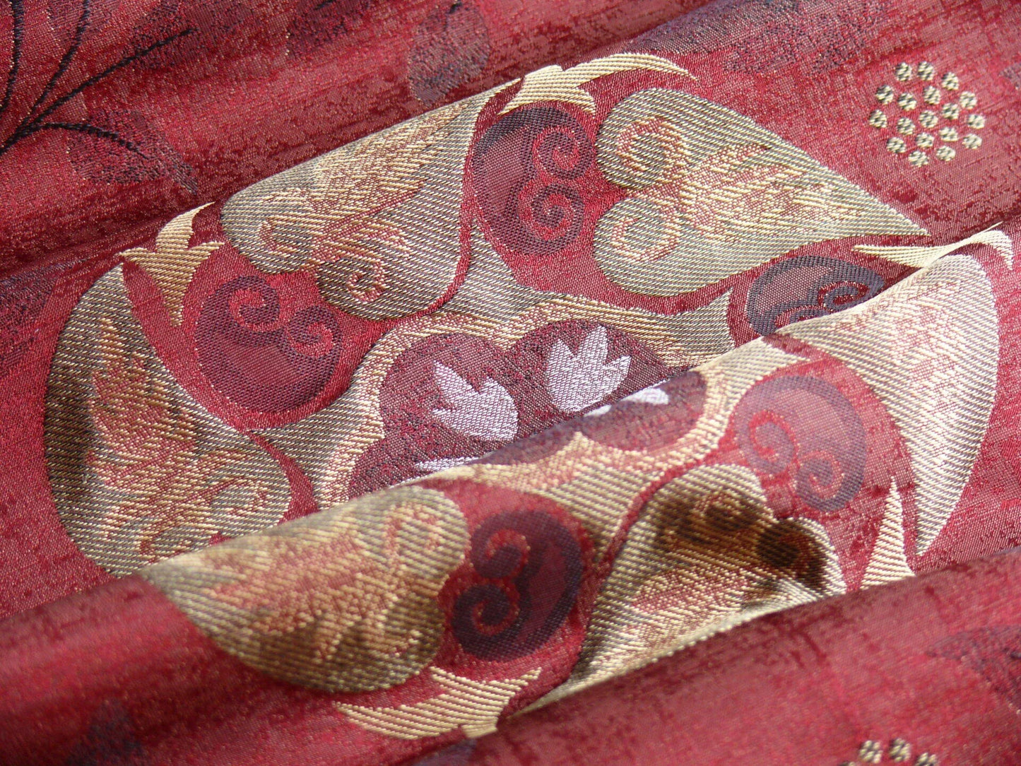 S Harris "tobago" Silk Lampas Deep Red Art Deco MSRP USD 188+/Y