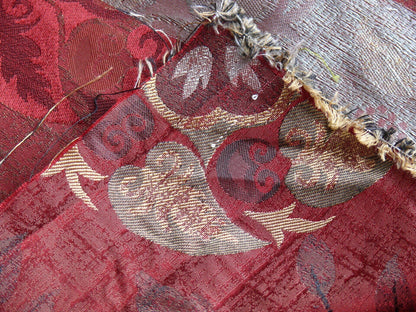 S Harris "tobago" Silk Lampas Deep Red Art Deco MSRP USD 188+/Y