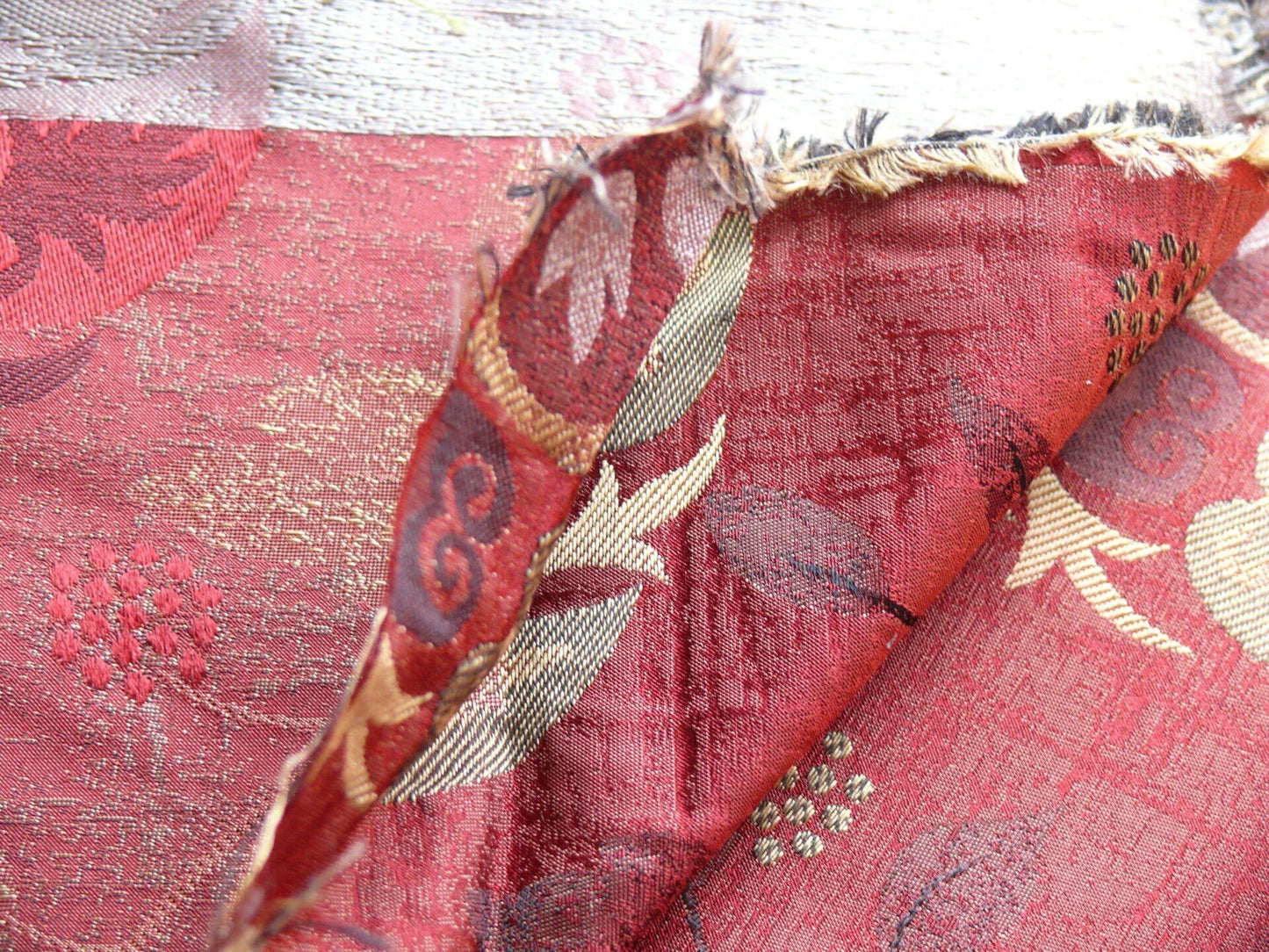 S Harris "tobago" Silk Lampas Deep Red Art Deco MSRP USD 188+/Y