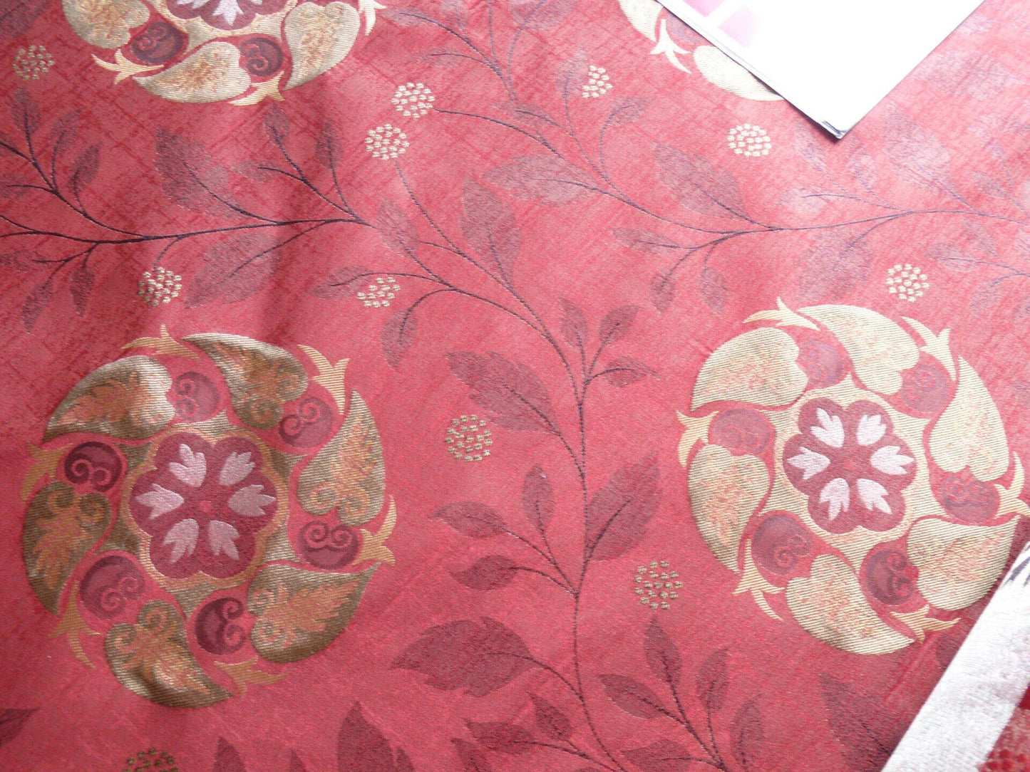 S Harris "tobago" Silk Lampas Deep Red Art Deco MSRP USD 188+/Y