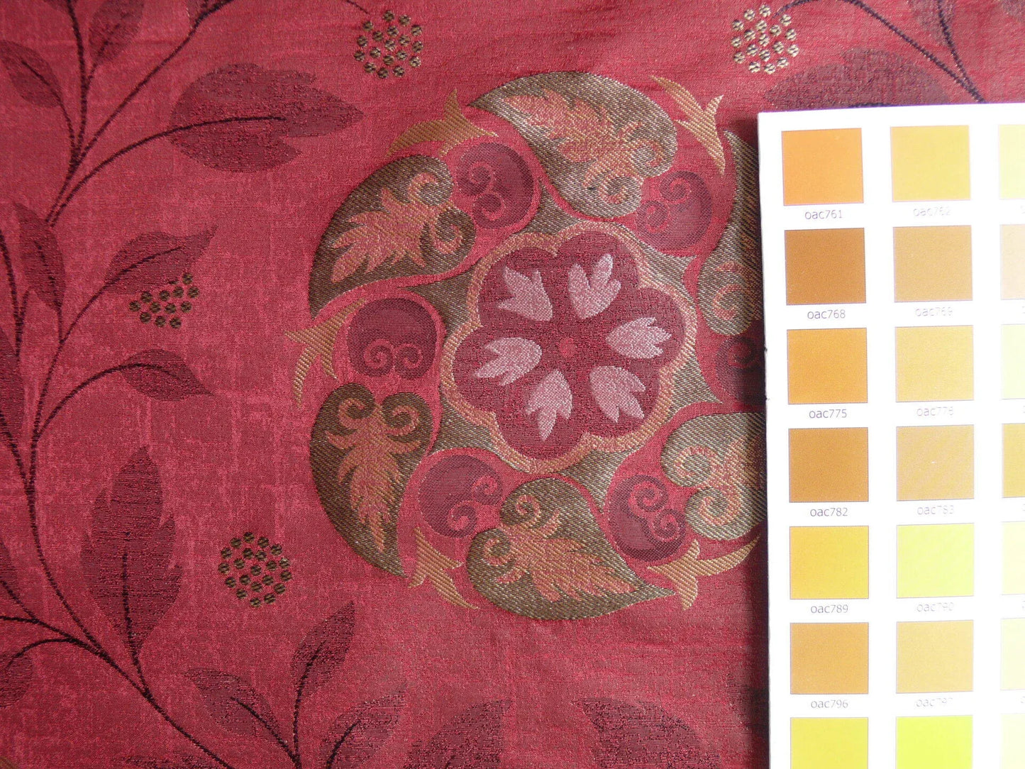 S Harris "tobago" Silk Lampas Deep Red Art Deco MSRP USD 188+/Y