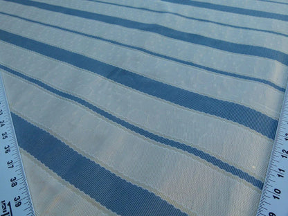 By Yard Scalamandre Reveillon Rigato Bleu Blue Silk Jacquard Colony From Italy MSRP USD 405/Y
