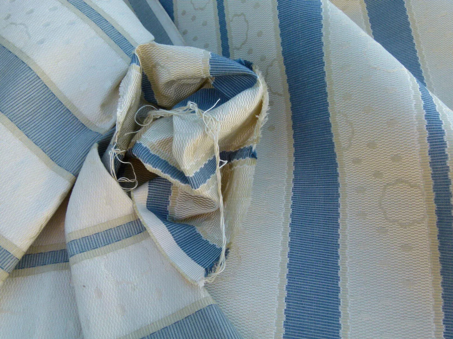 By Yard Scalamandre Reveillon Rigato Bleu Blue Silk Jacquard Colony From Italy MSRP USD 405/Y