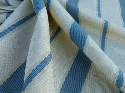 By Yard Scalamandre Reveillon Rigato Bleu Blue Silk Jacquard Colony From Italy MSRP USD 405/Y