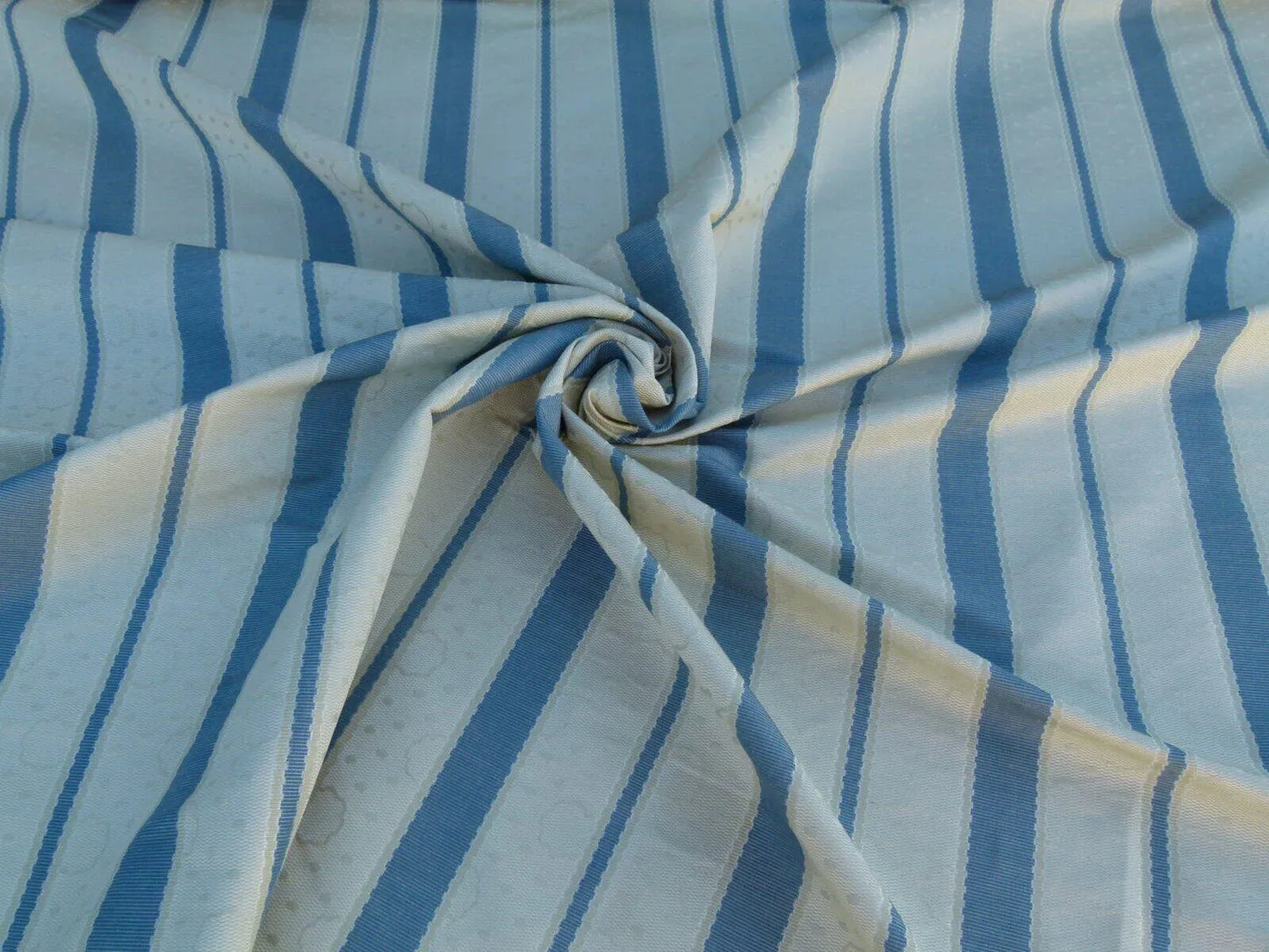 By Yard Scalamandre Reveillon Rigato Bleu Blue Silk Jacquard Colony From Italy MSRP USD 405/Y