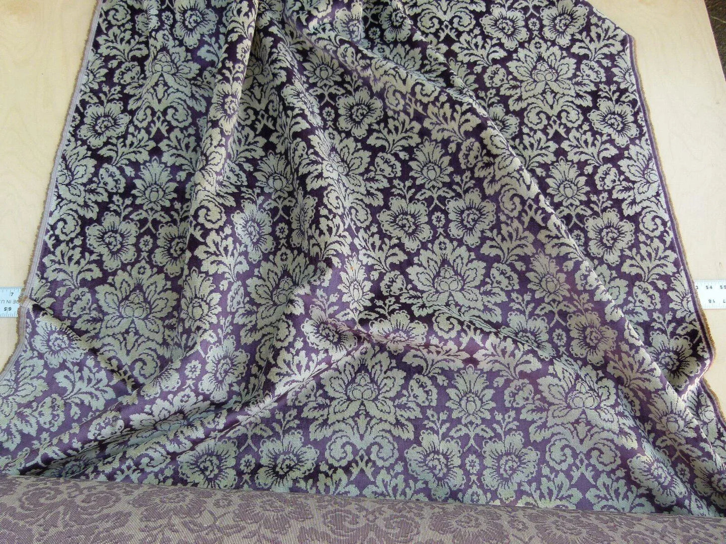 Scalamandre Audrey Cut Velvet Linen Purple Renaissance Artichoke Rose MSRP USD 427/Y