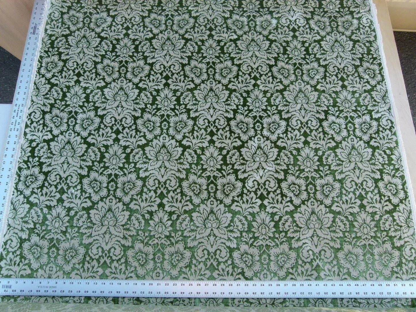 Scalamandre Audrey Cut Velvet Linen Green Renaissance Artichoke Rose MSRP USD 427/Y