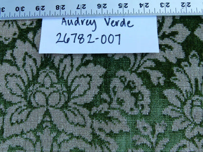 Scalamandre Audrey Cut Velvet Linen Green Renaissance Artichoke Rose MSRP USD 427/Y