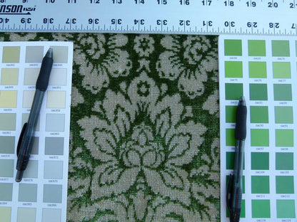 Scalamandre Audrey Cut Velvet Linen Green Renaissance Artichoke Rose MSRP USD 427/Y