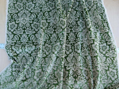 Scalamandre Audrey Cut Velvet Linen Green Renaissance Artichoke Rose MSRP USD 427/Y