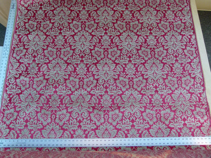 Scalamandre Audrey Damask Cut Velvet Linen Red Renaissance Artichoke Rose MSRP USD 427/Y